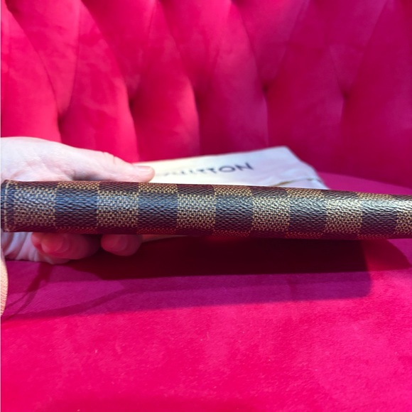 Louis Vuitton Damier Ebene Clemence Long Wallet w/ Rose Ballerine Interior - Picture 10 of 11